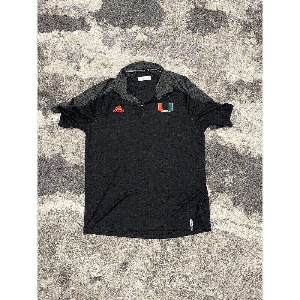University of Miami Hurricanes Adidas Polo Black Large Men's